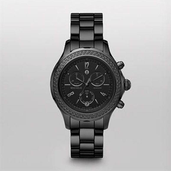 Michele Jetway Diamond Noir Black Ceramic Watch 🖤 - Picture 1 of 2